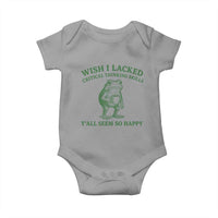 Sarcastic Overthinking Frog Coffee Meme Baby Onesie Wish I Lacked Critical Thinking Skills Y'all Seem So Happy