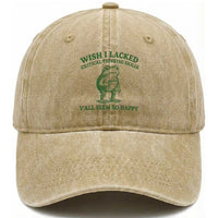 Sarcastic Overthinking Frog Coffee Meme Washed Cotton Baseball Cap Wish I Lacked Critical Thinking Skills Y'all Seem So Happy