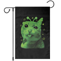Funny Alien Cat Meme Retro Y2K Vintage Space Kitty Garden Flag