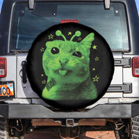 Funny Alien Cat Meme Retro Y2K Vintage Space Kitty Spare Tire Cover