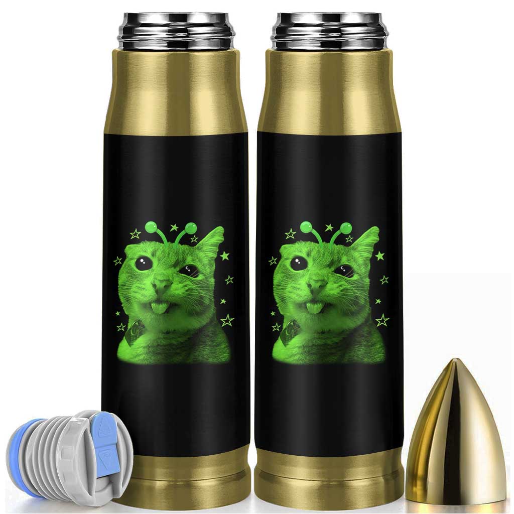 Funny Alien Cat Meme Retro Y2K Vintage Space Kitty Bullet Tumbler
