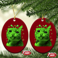 Funny Alien Cat Meme Retro Y2K Vintage Space Kitty Ceramic Ornament