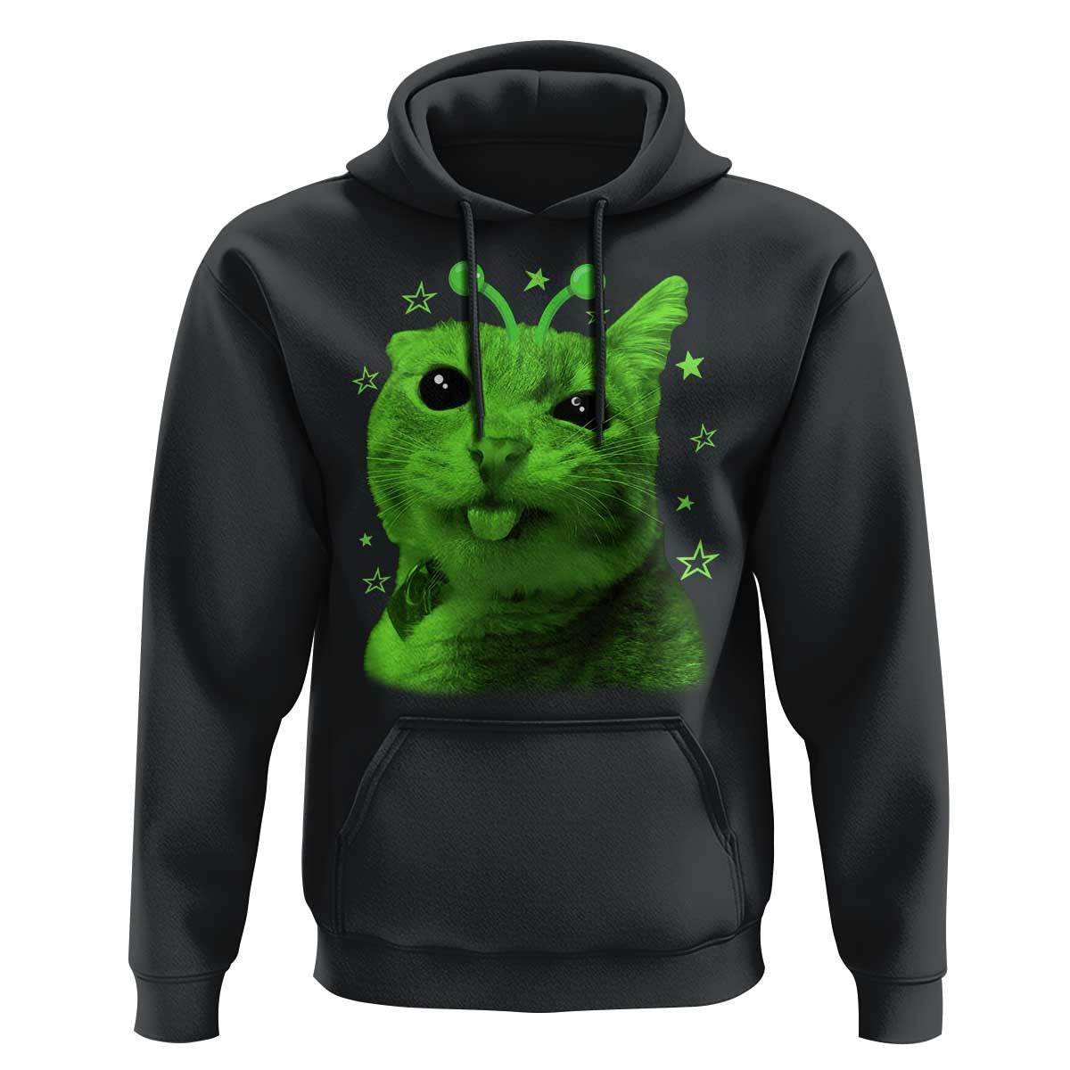 Funny Alien Cat Meme Retro Y2K Vintage Space Kitty Hoodie