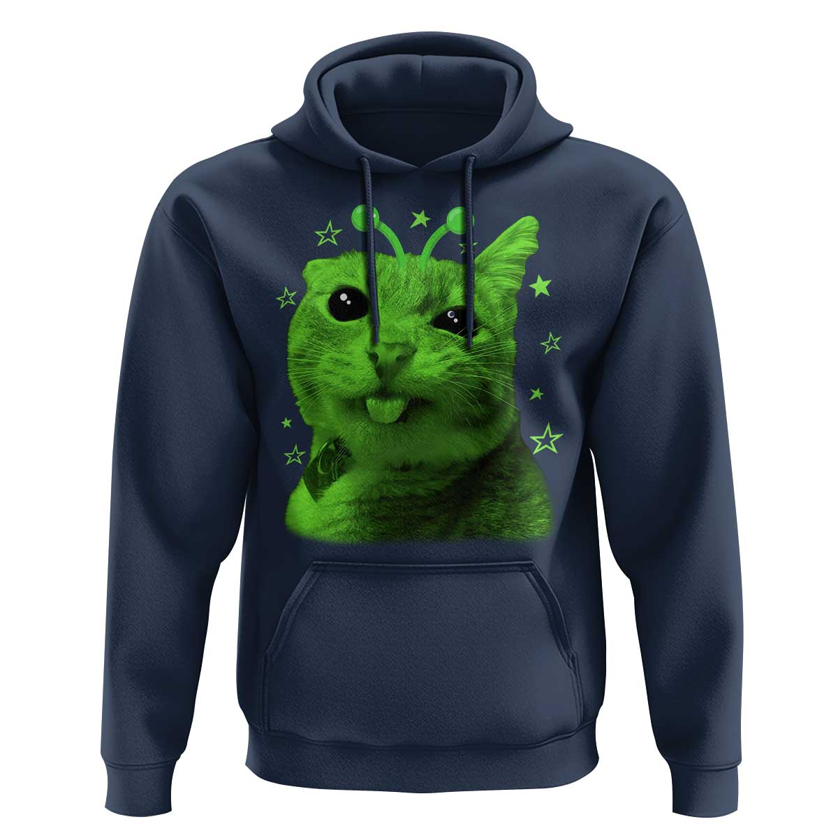 Funny Alien Cat Meme Retro Y2K Vintage Space Kitty Hoodie
