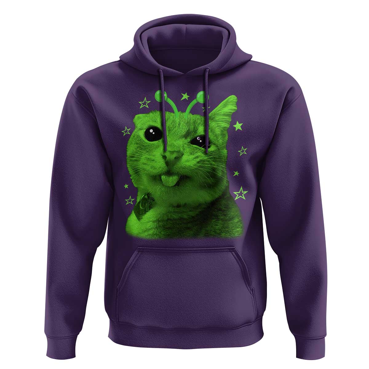 Funny Alien Cat Meme Retro Y2K Vintage Space Kitty Hoodie