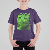 Funny Alien Cat Meme Retro Y2K Vintage Space Kitty T Shirt For Kid