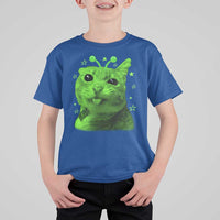 Funny Alien Cat Meme Retro Y2K Vintage Space Kitty T Shirt For Kid