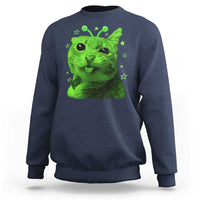 Funny Alien Cat Meme Retro Y2K Vintage Space Kitty Sweatshirt