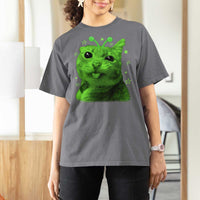 Funny Alien Cat Meme Retro Y2K Vintage Space Kitty T Shirt For Women