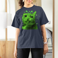 Funny Alien Cat Meme Retro Y2K Vintage Space Kitty T Shirt For Women