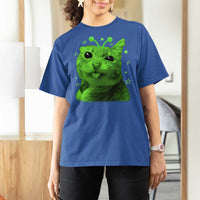 Funny Alien Cat Meme Retro Y2K Vintage Space Kitty T Shirt For Women