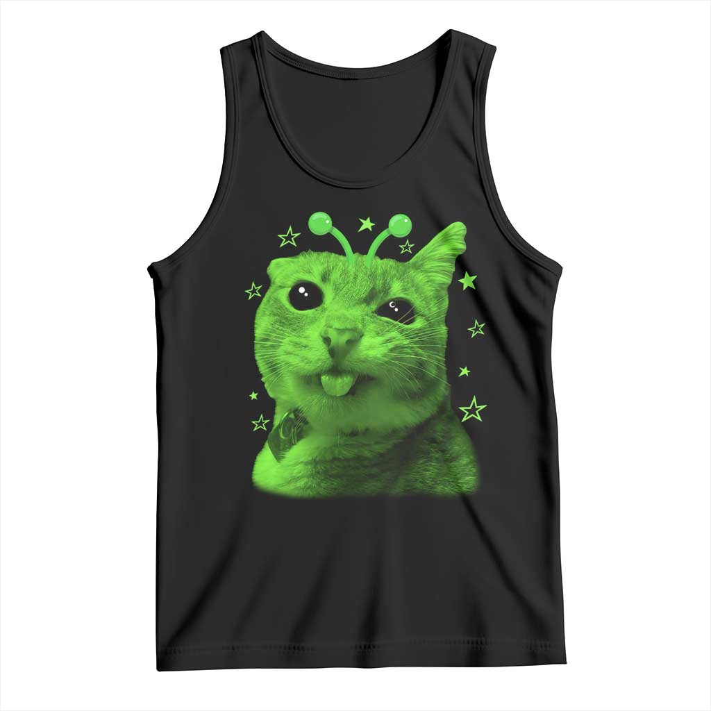 Funny Alien Cat Meme Retro Y2K Vintage Space Kitty Tank Top