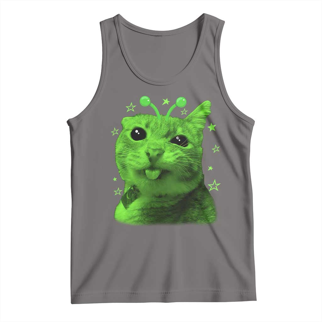 Funny Alien Cat Meme Retro Y2K Vintage Space Kitty Tank Top