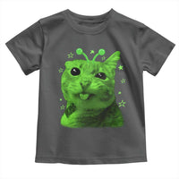 Funny Alien Cat Meme Retro Y2K Vintage Space Kitty Toddler T Shirt