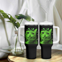 Funny Alien Cat Meme Retro Y2K Vintage Space Kitty Tumbler With Handle