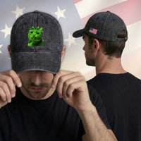 Funny Alien Cat Meme Retro Y2K Vintage Space Kitty Washed Cotton Baseball Cap