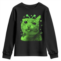 Funny Alien Cat Meme Retro Y2K Vintage Space Kitty Youth Sweatshirt