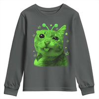 Funny Alien Cat Meme Retro Y2K Vintage Space Kitty Youth Sweatshirt