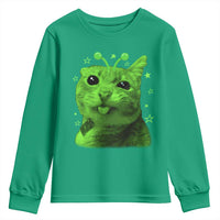 Funny Alien Cat Meme Retro Y2K Vintage Space Kitty Youth Sweatshirt