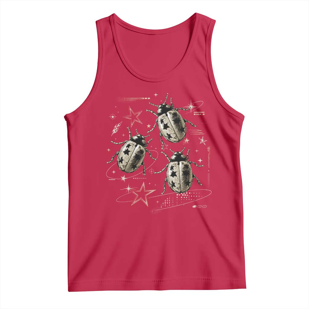 Cute Ladybug Y2k Grunge 2000s Alt 90s Vintage Star Dots Teen Tank Top