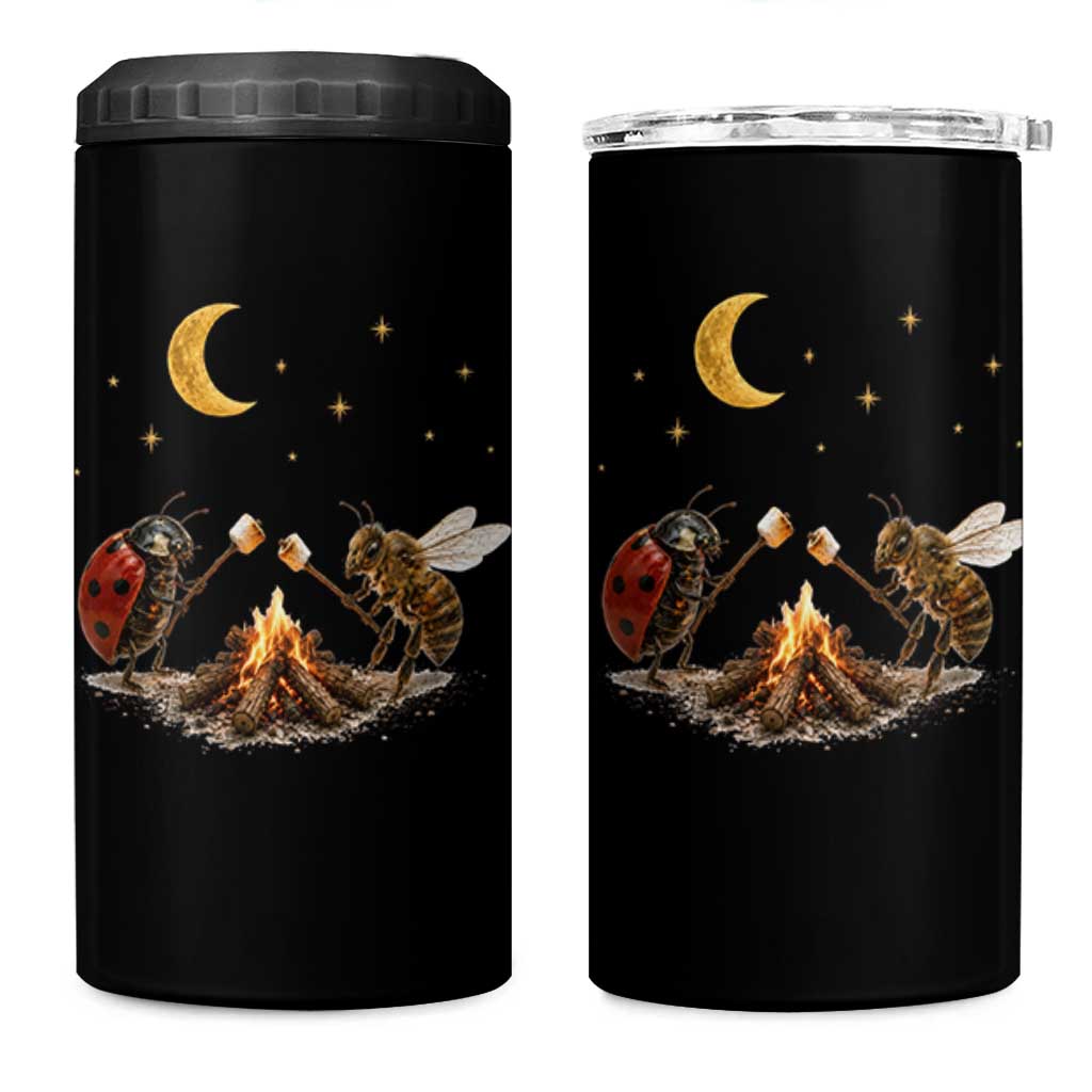 Bee And Ladybug Campfire 4 in 1 Can Cooler Tumbler Cottagecore Gift