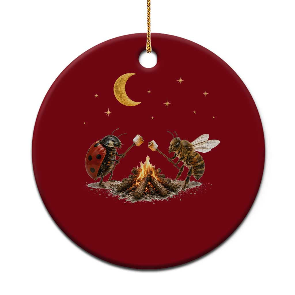 Bee And Ladybug Campfire Ceramic Ornament Cottagecore Gift