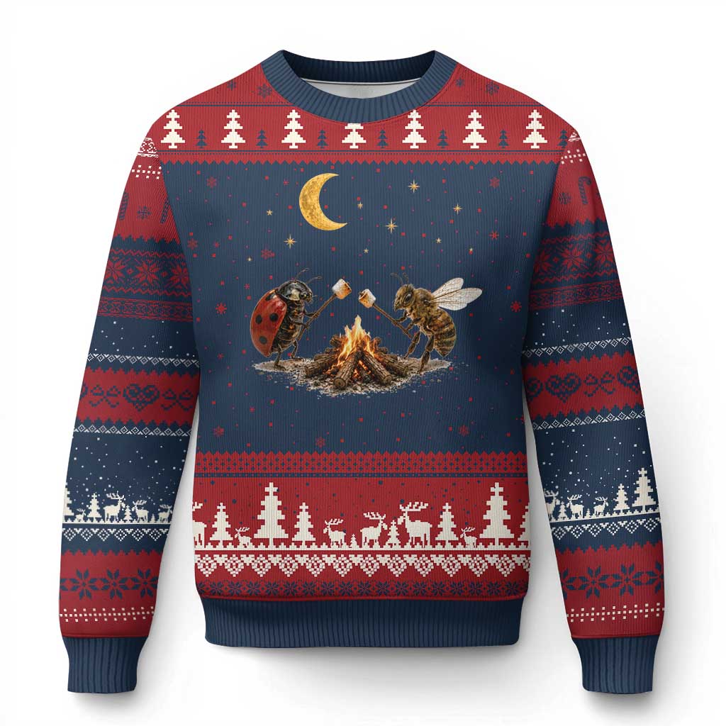 Bee And Ladybug Campfire Ugly Christmas Sweater Cottagecore Gift