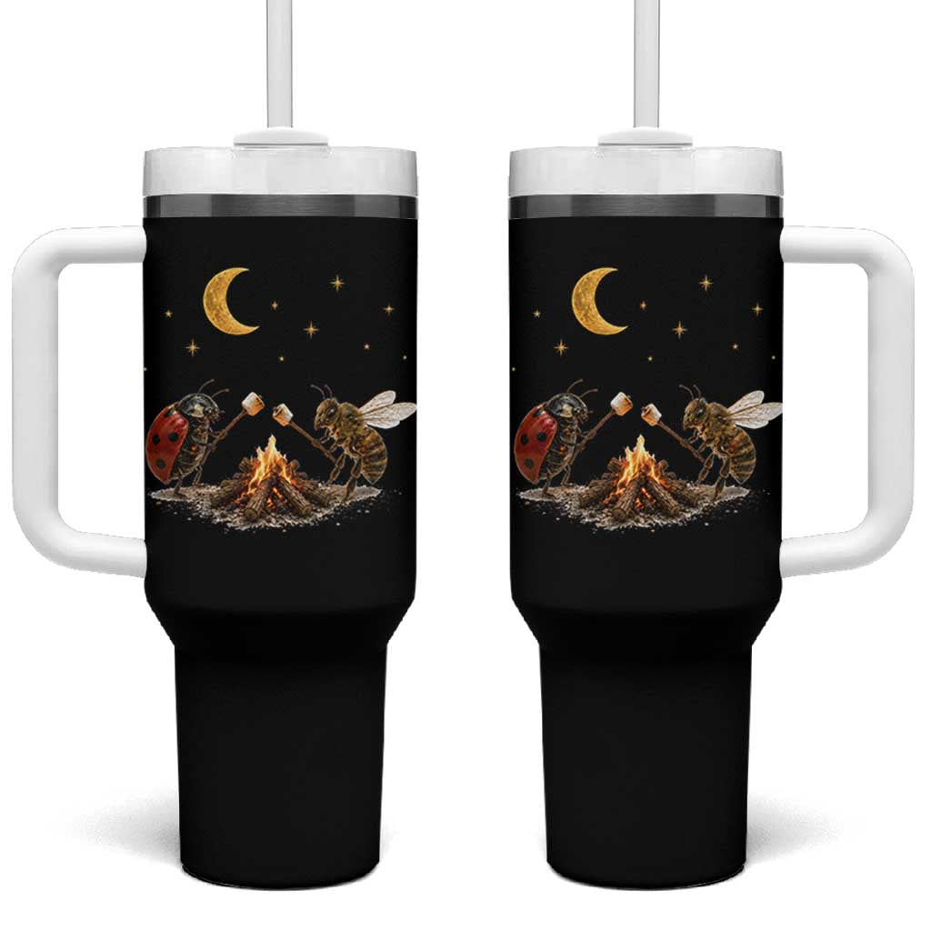Bee And Ladybug Campfire Tumbler With Handle Cottagecore Gift