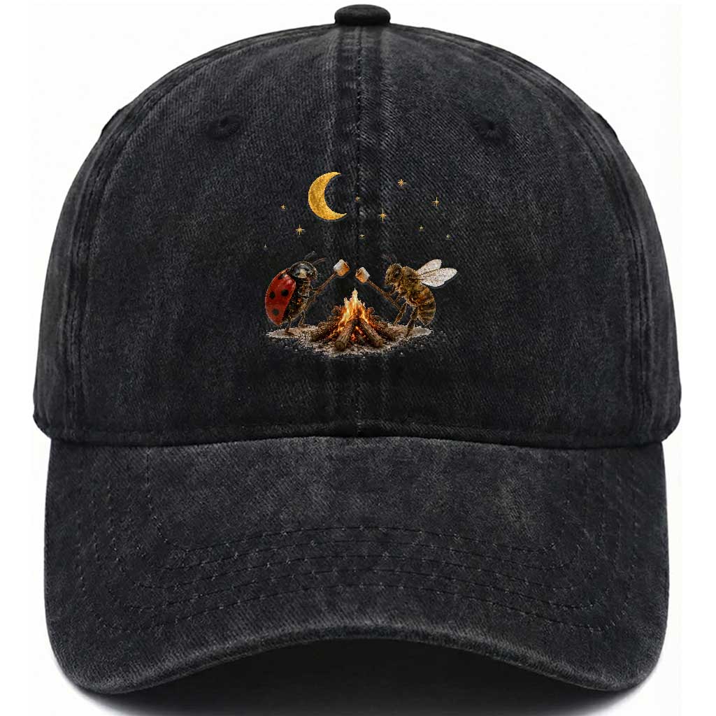 Bee And Ladybug Campfire Washed Cotton Baseball Cap Cottagecore Gift