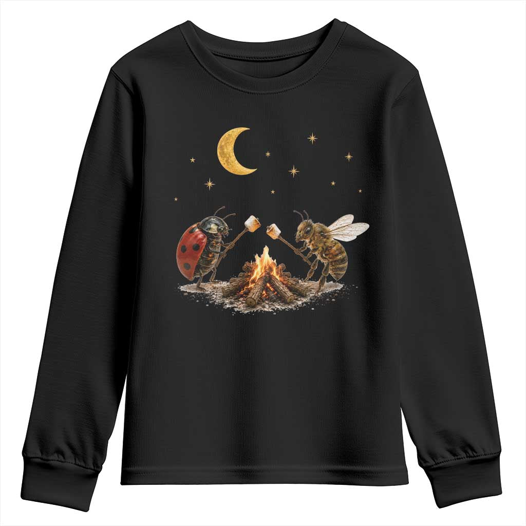 Bee And Ladybug Campfire Youth Sweatshirt Cottagecore Gift