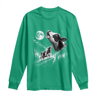 Cow Howling at Moon Vintage 90s Graphic Long Sleeve Shirt Retro Farm Animal Country Western Gift