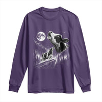 Cow Howling at Moon Vintage 90s Graphic Long Sleeve Shirt Retro Farm Animal Country Western Gift