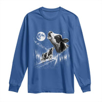 Cow Howling at Moon Vintage 90s Graphic Long Sleeve Shirt Retro Farm Animal Country Western Gift
