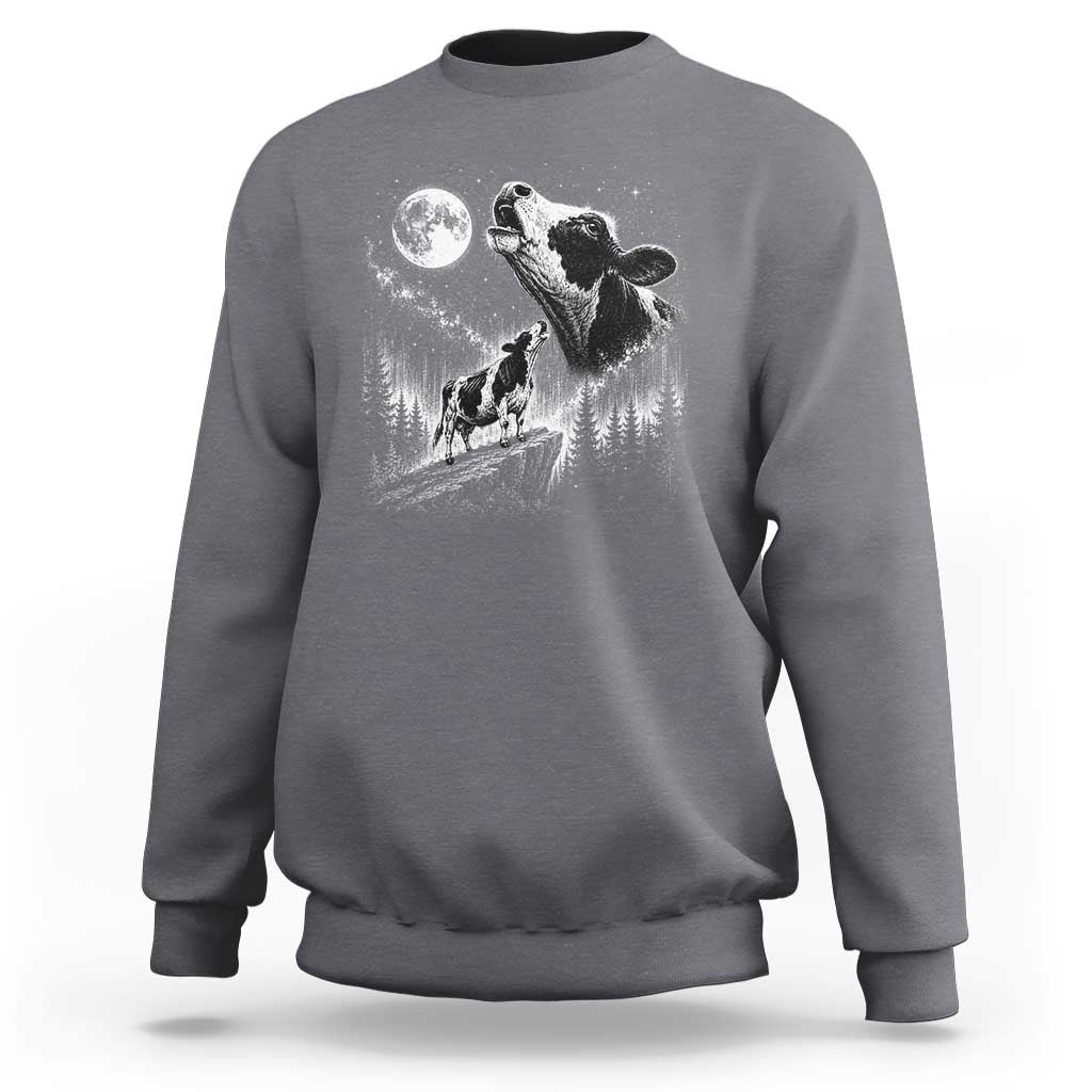 Cow Howling at Moon Vintage 90s Graphic Sweatshirt Retro Farm Animal Country Western Gift
