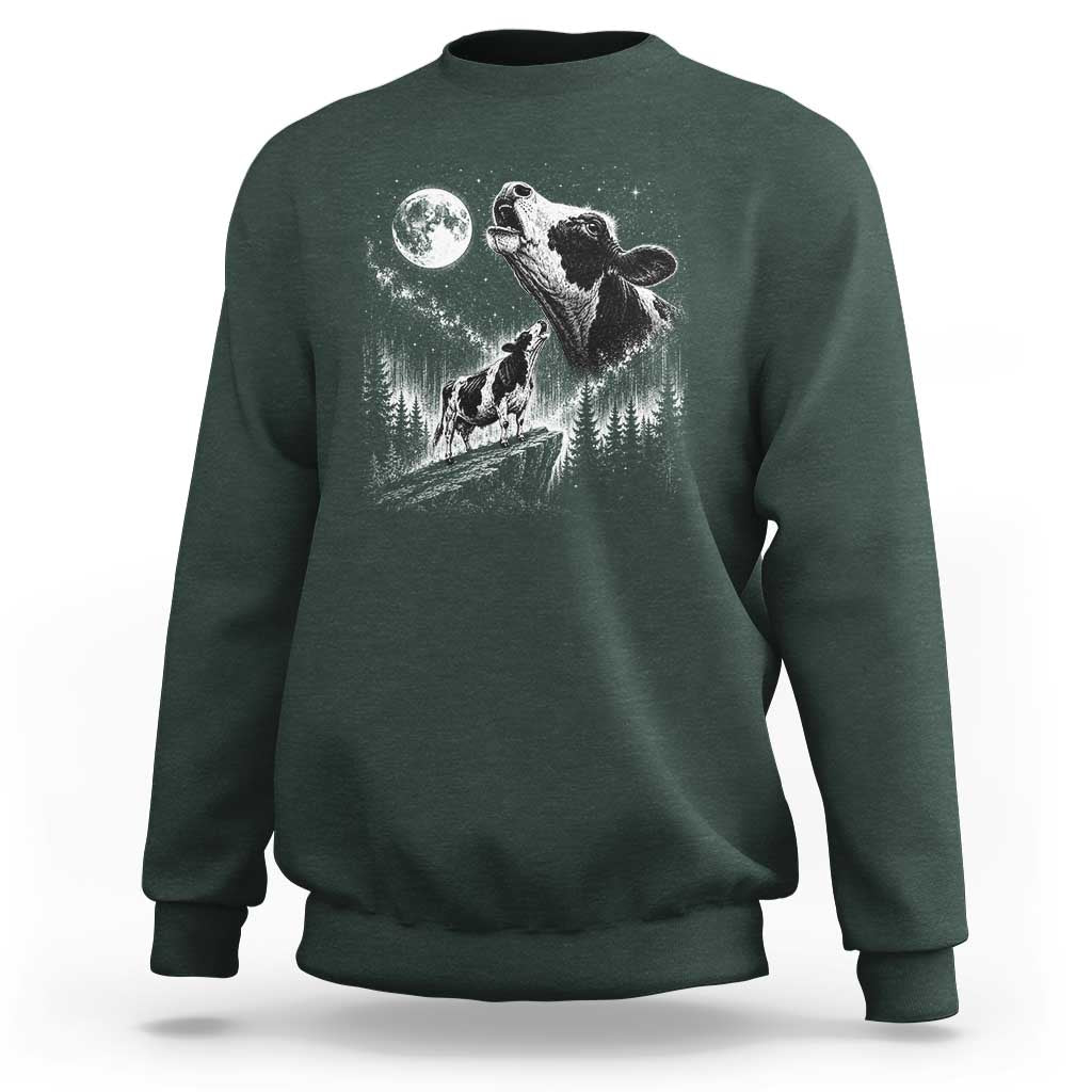 Cow Howling at Moon Vintage 90s Graphic Sweatshirt Retro Farm Animal Country Western Gift