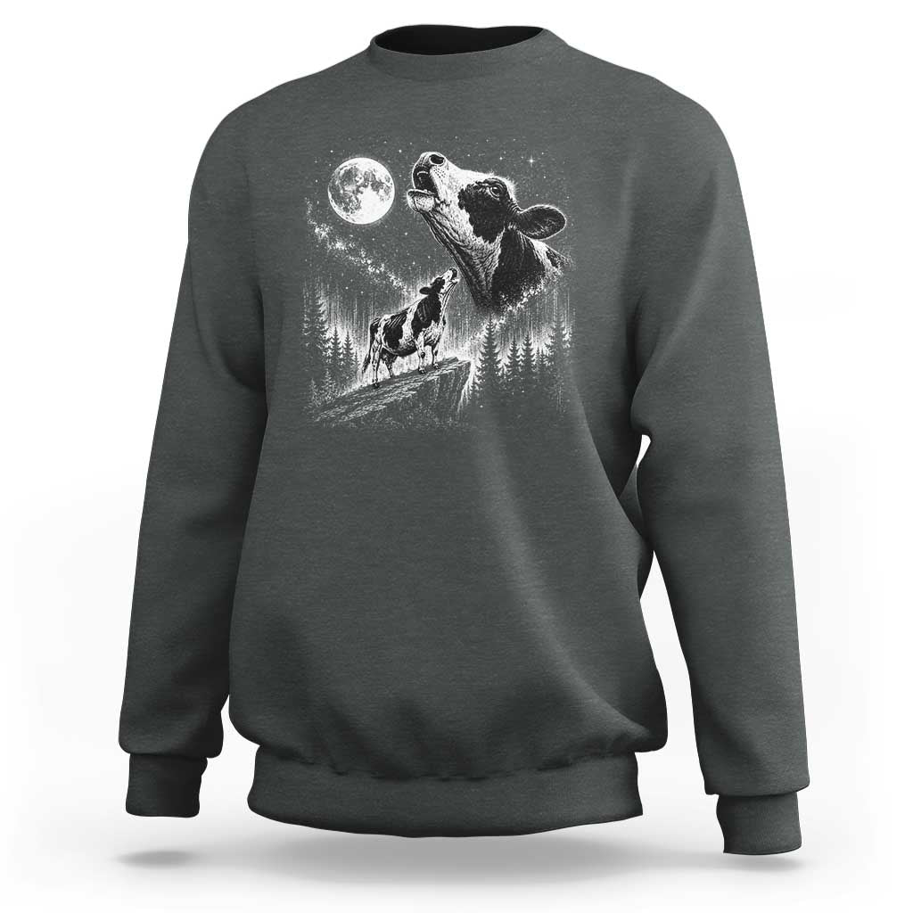 Cow Howling at Moon Vintage 90s Graphic Sweatshirt Retro Farm Animal Country Western Gift