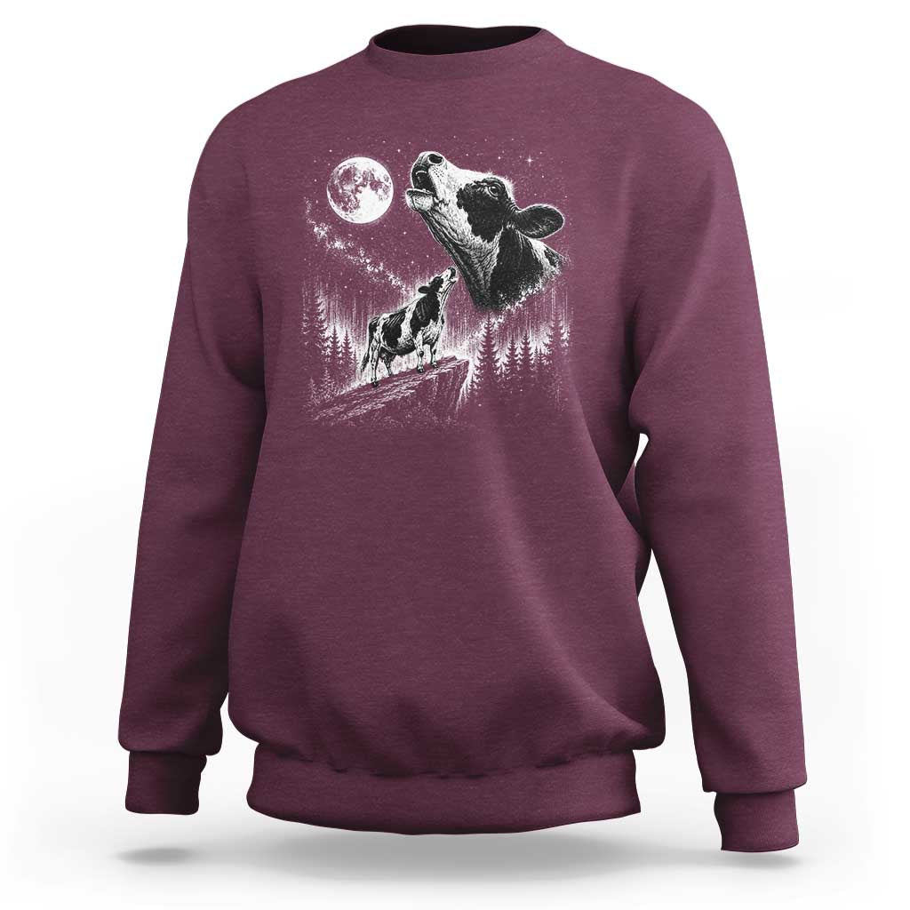 Cow Howling at Moon Vintage 90s Graphic Sweatshirt Retro Farm Animal Country Western Gift