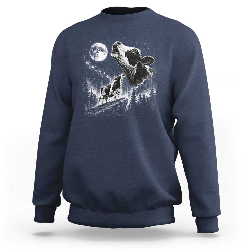 Cow Howling at Moon Vintage 90s Graphic Sweatshirt Retro Farm Animal Country Western Gift