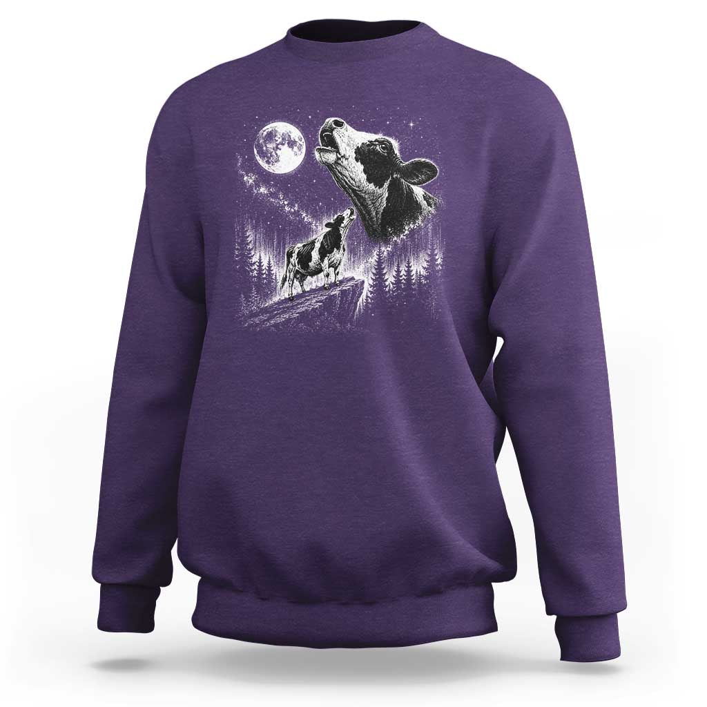 Cow Howling at Moon Vintage 90s Graphic Sweatshirt Retro Farm Animal Country Western Gift