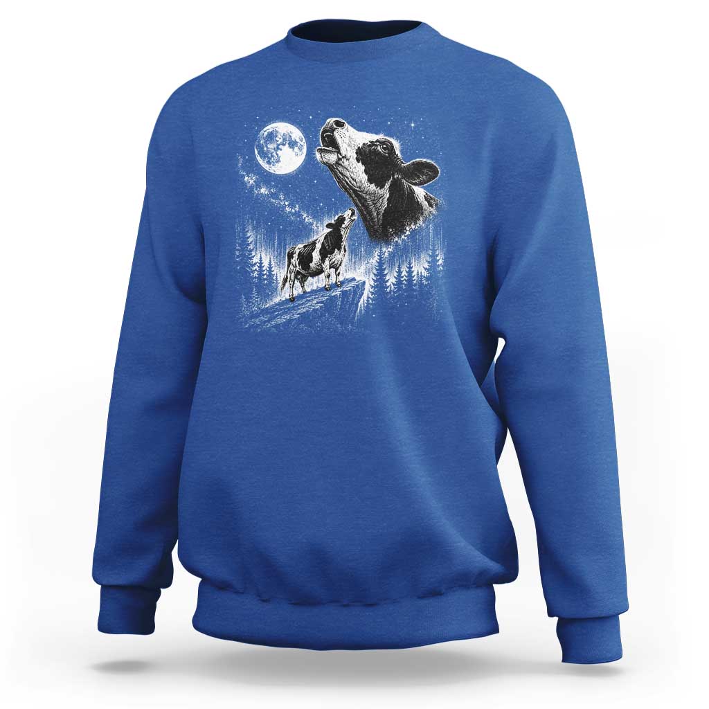 Cow Howling at Moon Vintage 90s Graphic Sweatshirt Retro Farm Animal Country Western Gift