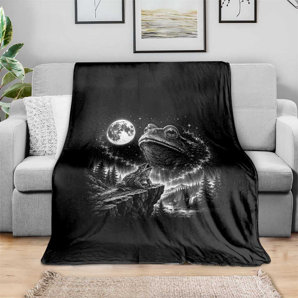 Frog Moon Throw Blanket Vintage 90s Frog Howling to Moon Parody Meme