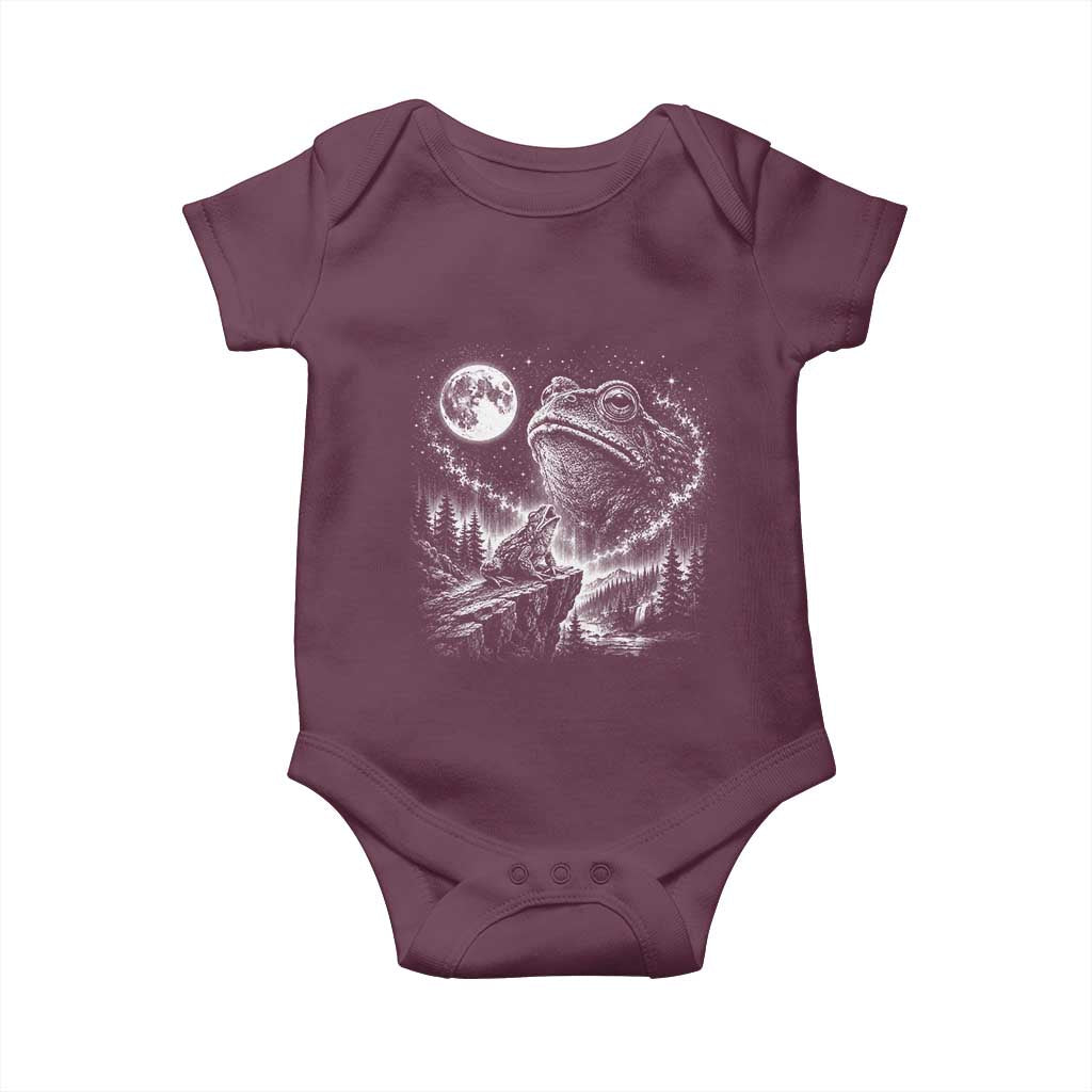 Frog Moon Baby Onesie Vintage 90s Frog Howling to Moon Parody Meme
