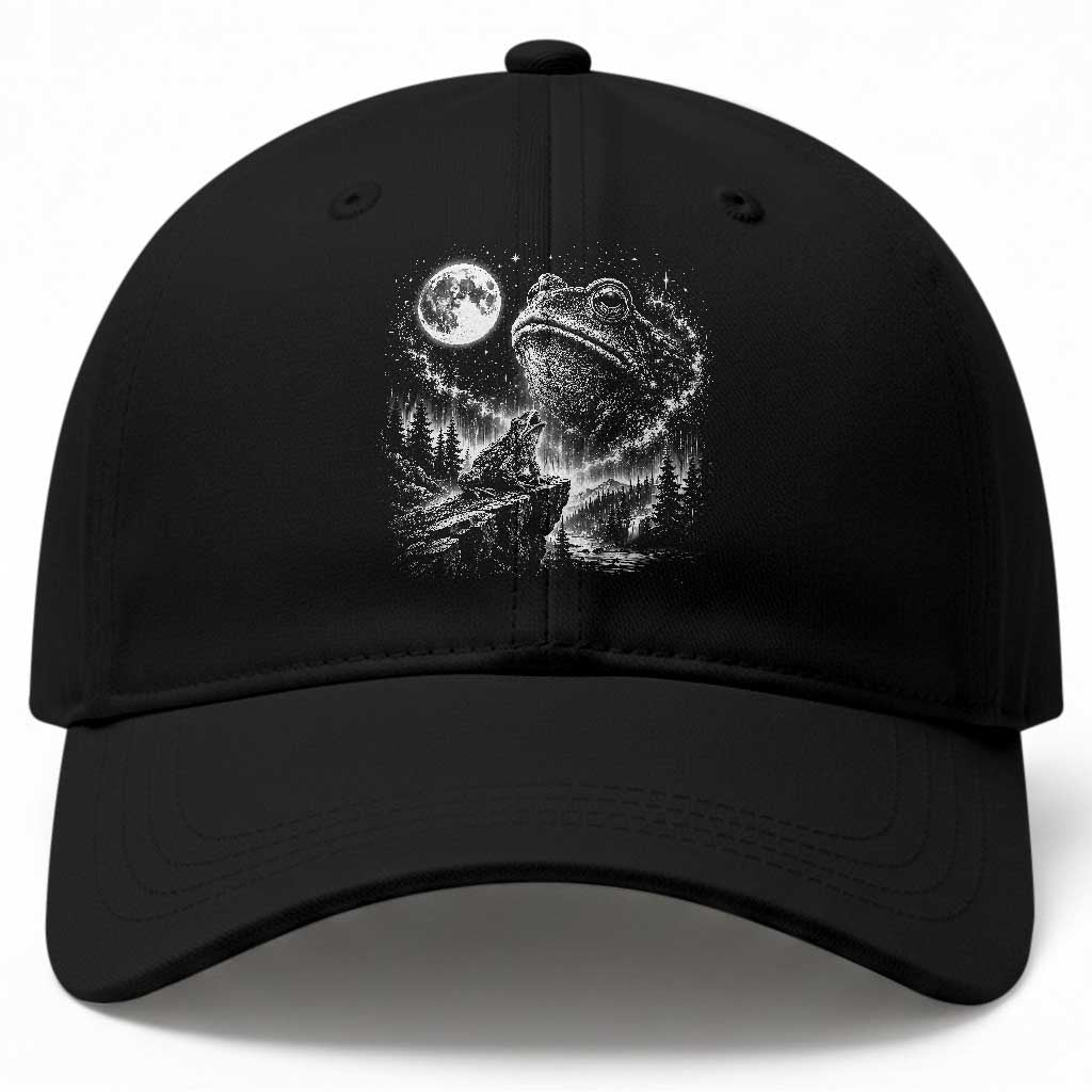 Frog Moon Baseball Cap Vintage 90s Frog Howling to Moon Parody Meme