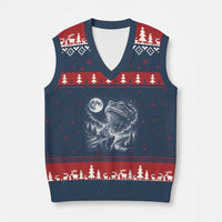 Frog Moon V-Neck Knit Sweater Vest Vintage 90s Frog Howling to Moon Parody Meme