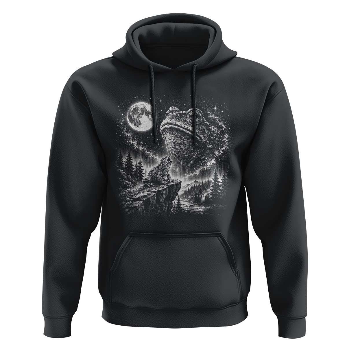 Frog Moon Hoodie Vintage 90s Frog Howling to Moon Parody Meme