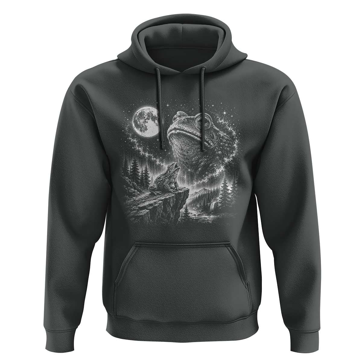 Frog Moon Hoodie Vintage 90s Frog Howling to Moon Parody Meme