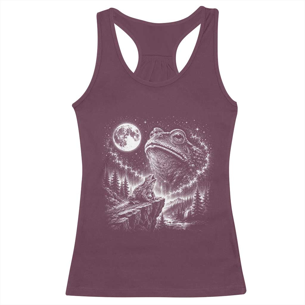 Frog Moon Racerback Tank Top Vintage 90s Frog Howling to Moon Parody Meme