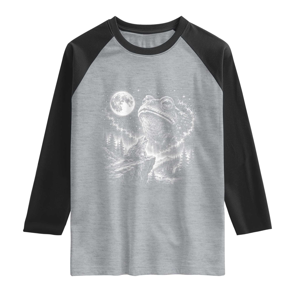 Frog Moon Raglan Shirt Vintage 90s Frog Howling to Moon Parody Meme
