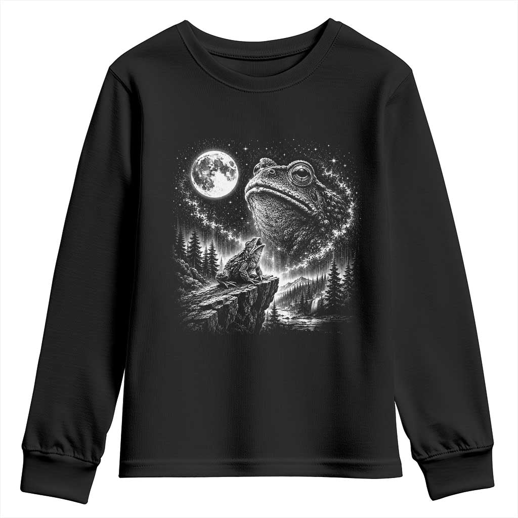 Frog Moon Youth Sweatshirt Vintage 90s Frog Howling to Moon Parody Meme
