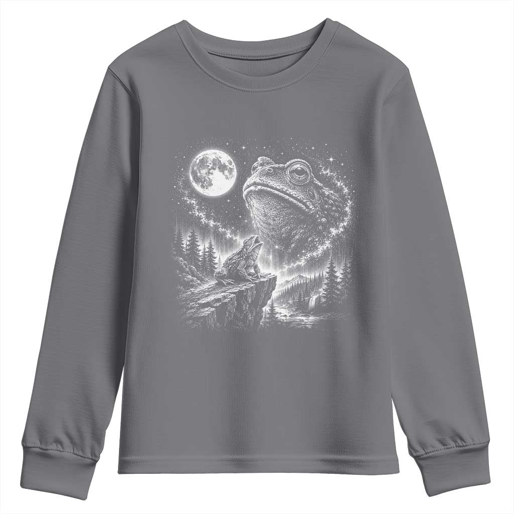 Frog Moon Youth Sweatshirt Vintage 90s Frog Howling to Moon Parody Meme